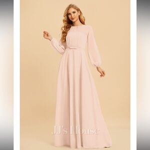 JJS house A-line Scoop Floor-Length Chiffon Dress With Bow #272718 size 12